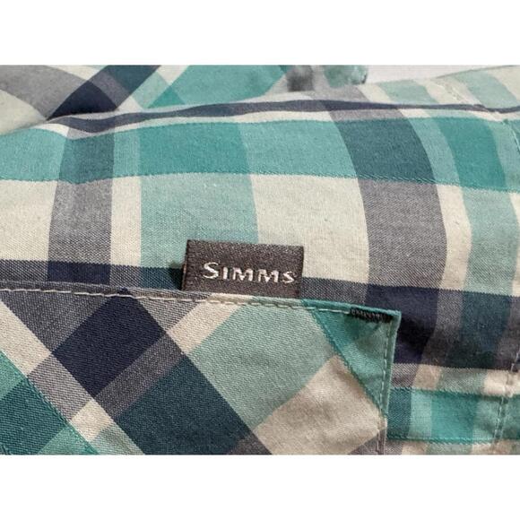 Simms Shirt Men's XXL Short Sleeve Wicking Blend Plaid UPF 30 Fishing Camping - Picture 4 of 8